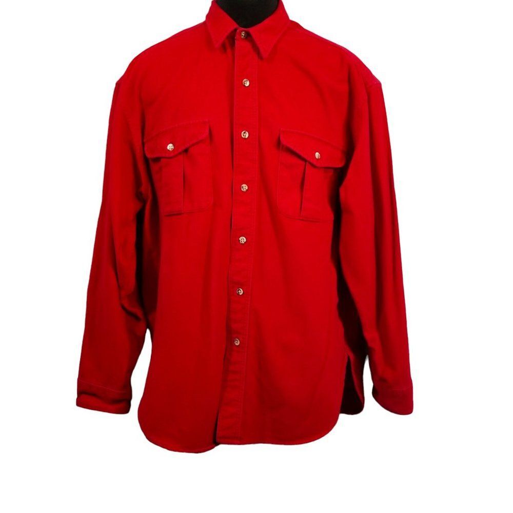 80's Vintage Eddie Bauer Men's Lumberjack Chamois Shirt Dark Garnet Red Size L